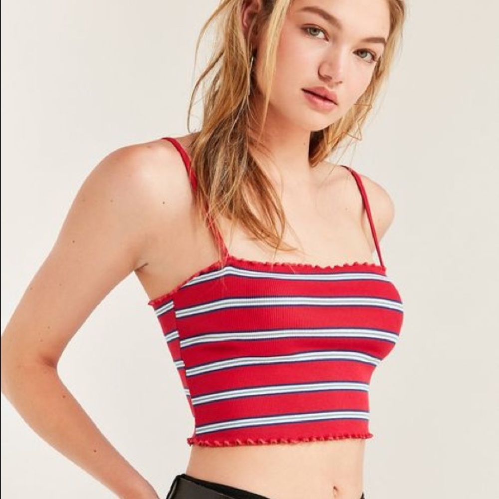 UO Kimchi Blue Red Striped Crop Top